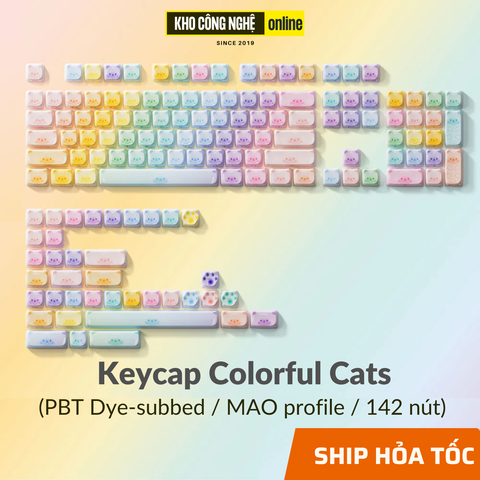 Bộ Keycap Akko Colorful Cats MAO (PBT Dye-subbed / MAO profile / 142 nút)