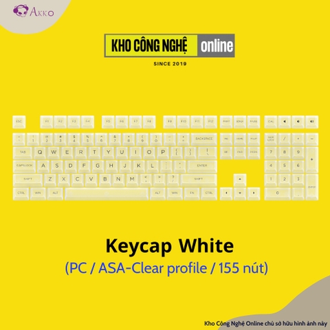 Bộ keycap cho bàn phím cơ AKKO White (PC / ASA-Clear profile / 155 nút)