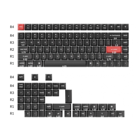 Keycap Keychron PBT Double Shot - OSA Profile (Dark Black / Dark Gray)
