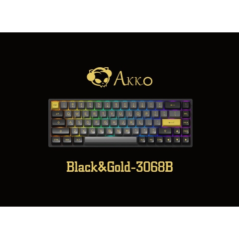 Bàn phím cơ AKKO 3068B Plus Black & Gold (Bluetooth 5.0 / Wireless 2.4Ghz / Hotswap / Foam tiêu âm / AKKO CS Jelly sw)