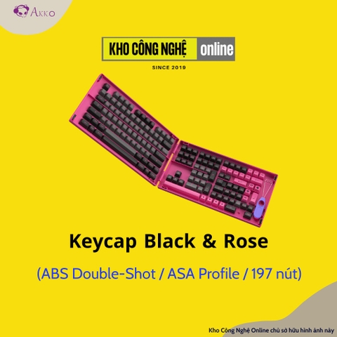 Bộ Keycap cho bàn phím cơ Akko Black and Rose (PBT Double-Shot/ASA profile/197 nút)