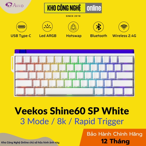 Bàn phím cơ Veekos Shine60 SP White Multi Mode