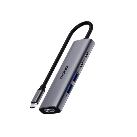 Hub chuyển đổi RAPOO XD51 5in1 - Type C to HDMI 4K, USB 3.0, Type c, PD
