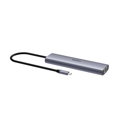 Hub chuyển đổi RAPOO XD71 7in1 - Type C to HDMI 4K, USB 3.0, TF/SD Card, RJ45, PD