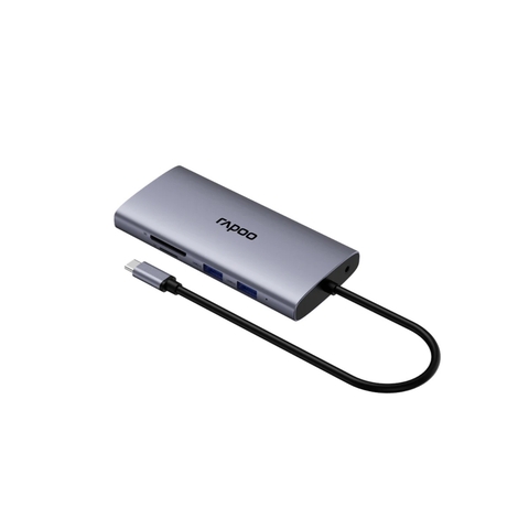 Hub chuyển đổi RAPOO XD101 10in1 - To VGA, HDMI 4K, USB 3.0, TF/SD Card, RJ45, PD, Audio
