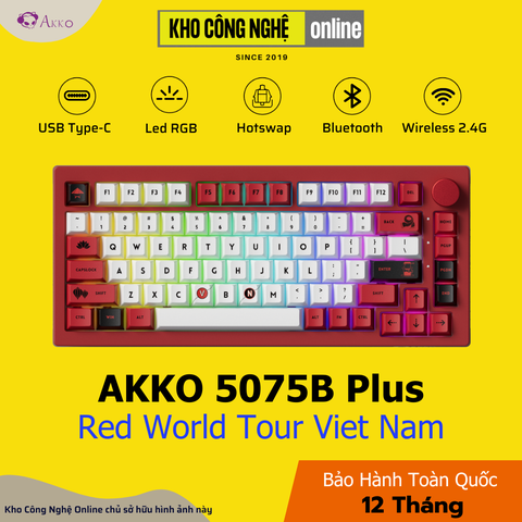 Bàn phím cơ AKKO 5075B Plus Red World Tour Viet Nam