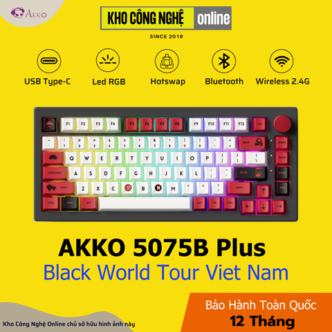 Bàn phím cơ AKKO 5075B Plus Black World Tour Viet Nam