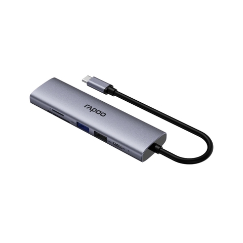 Hub chuyển đổi RAPOO XD61 6in1 - Type C to HDMI 4K, USB 3.0, TF/SD Card, PD