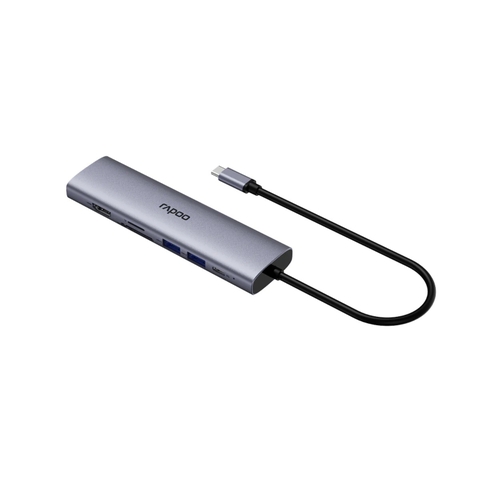 Hub chuyển đổi RAPOO XD71 7in1 - Type C to HDMI 4K, USB 3.0, TF/SD Card, RJ45, PD