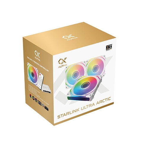 Quạt Tản Nhiệt XIGMATEK STARLINK ULTRA ARTIC - ARGB, INFINITY LIGHT, MODULAR DESIGN, PACK x3, CONTROLLER