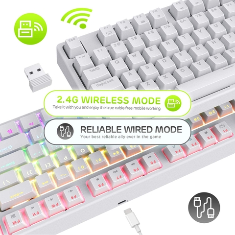 Bàn phím cơ không dây Royal Kludge RK87 Bluetooth 5.0 và Wireless 2.4G