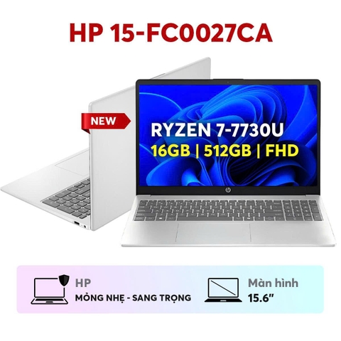 Laptop HP 15-fc0027ca AMD Ryzen 7 7730U 16GB DDR4 512GB SSD 15.6 FHD Touch Win11 Natural Silver_D96E6UA