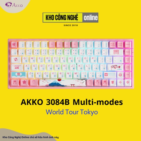 Bàn phím cơ AKKO 3084B Plus Black Pink (Bluetooth 5.0 / Wireless 2.4Ghz / Hotswap / Foam tiêu âm / AKKO CS Jelly sw)