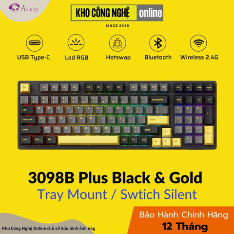 Bàn Phím cơ AKKO 3098B Plus Black & Gold (Multi-modes / Led RGB / Switch Silent)