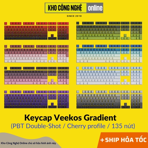 Keycap bàn phím cơ - Keycap Veekos Gradient PBT / Double Shot / 135 nút / Cherry Profile (Hàng Chính Hãng)