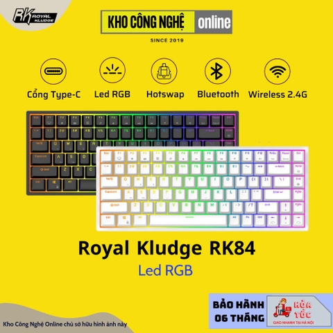 RK84 RGB HOTSWAP - Bàn phím cơ Royal Kludge RK84 Bluetooth 5.0 và Wireless 2.4G