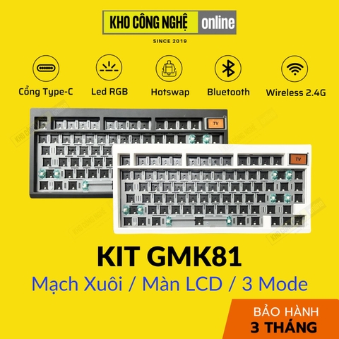 Kit GMK81 Mạch Xuôi | Màn Hình LCD | Gasket Mount (3 Mode / Hotswap / Led RGB)