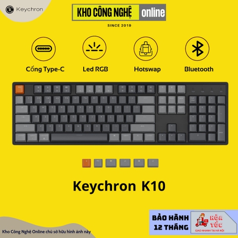 Keychron K10 - Bàn phím cơ Keychron K10 bản nhôm RGB có HOTSWAP