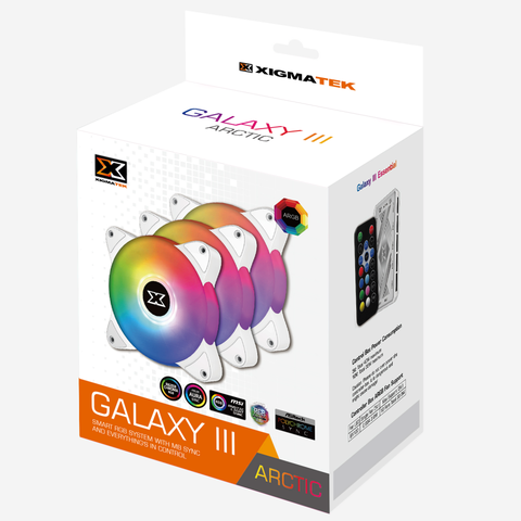 Quạt Tản Nhiệt XIGMATEK GALAXY III ESSENTIAL - BX120 ARTIC ARGB (EN46461) có HUB FAN (PACK x3, CONTROLLER, POWER HUB)