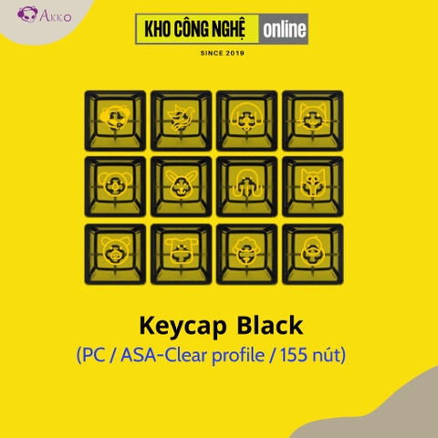 Bộ keycap cho bàn phím cơ AKKO Black (PC / ASA-Clear profile / 155 nút)