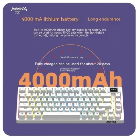 Monka 3075 V2 Pro - Bàn phím cơ Monka 3075 V2 Pro Mạch Xuôi (Led RGB, Kết Nối 3 Mode, Màn Hình LCD)