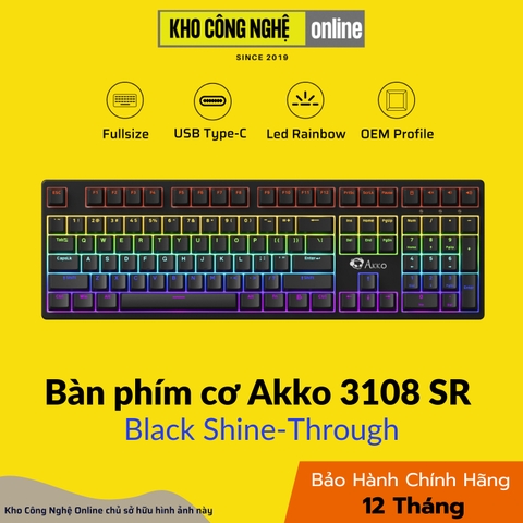 Bàn phím cơ AKKO 3108 SR Black Shine-Through (ABS Double-Shot / Rainbow LED / OEM Profile)