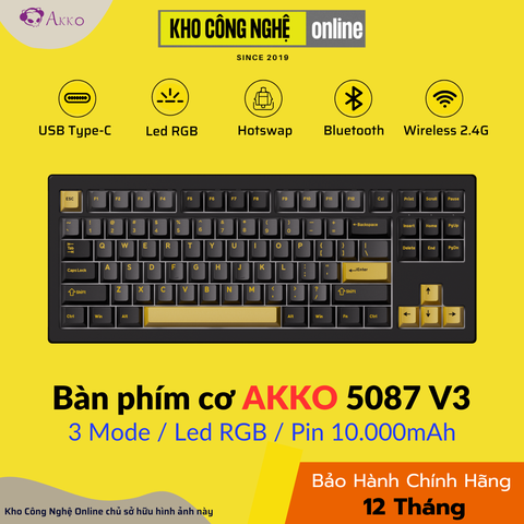 Bàn phím AKKO 5087 V3 Black&Gold