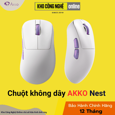 Chuột Không dây Gaming Akko Nest Tri-mode White