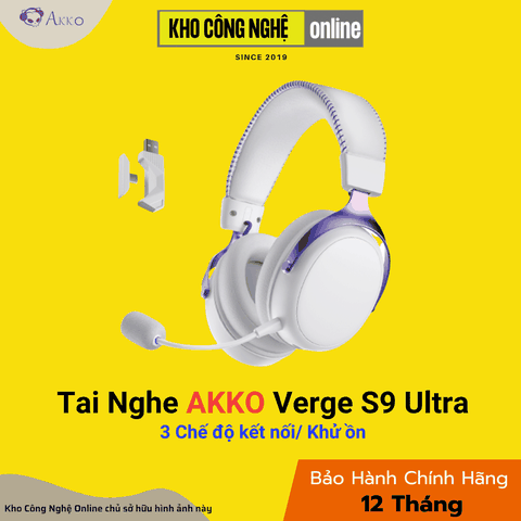 Tai nghe gaming Akko Verge S9 Ultra White (Kết Nối Quad – Mode)