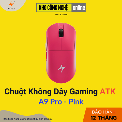 Chuột Gaming ATK A9 Pro Tri-mode - Pink