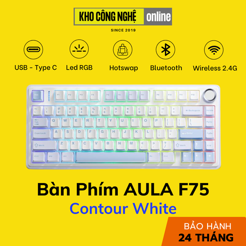Bàn Phím Cơ Gaming Aula F75 Contour White