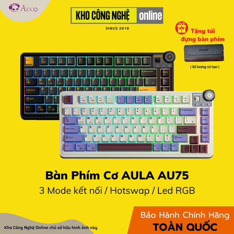 Bàn Phím Cơ Aula AU75 có Hotswap, Led RGB, Kết Nối 3 Mode