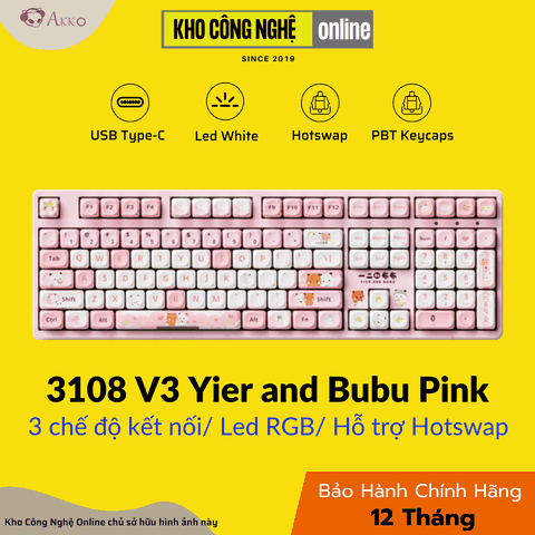 Bàn phím AKKO 3108 V3 Yier and Bubu Pink
