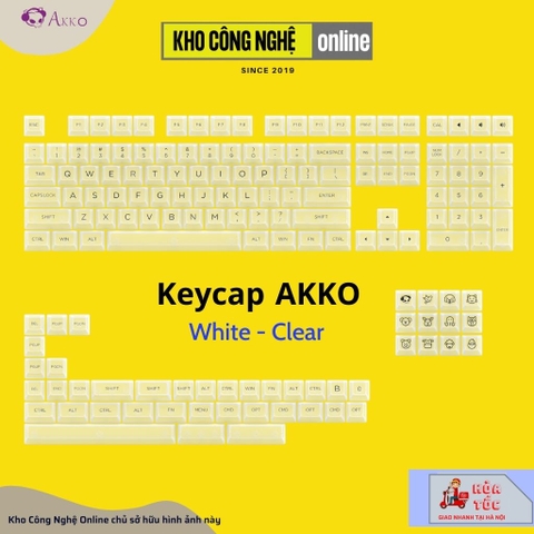 Bộ keycap cho bàn phím cơ AKKO White (PC / ASA-Clear profile / 155 nút)
