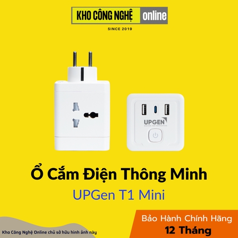Ổ cắm điện thông minh UpGen T1 Mini - Nhỏ gọn, Không dây, 3 Cổng sạc nhanh (2 USB-A 18W, USB-C 20W)