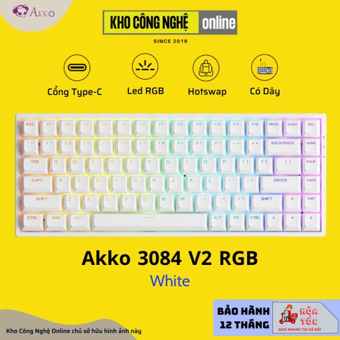 Bàn Phím Cơ AKKO 3084 v2 RGB (Foam tiêu âm / Hotswap / AKKO CS Jelly switch)