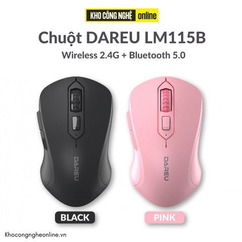 Chuột không dây DAREU LM115B (Dual Mode: Bluetooth + 2.4G – Silent SW)