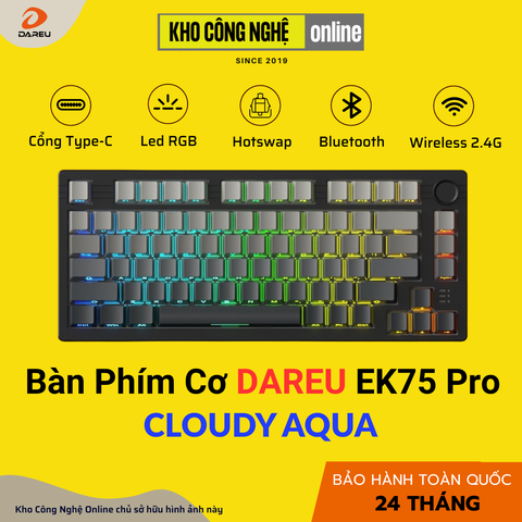 Bàn Phím Cơ Dareu EK75 Pro Cloudy Aqua
