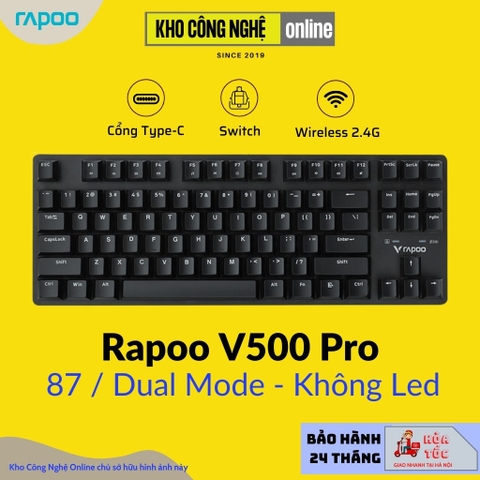Bàn phím cơ Gaming không dây Rapoo V500PRO-87/ Dualmode (Không LED) - Switch Red