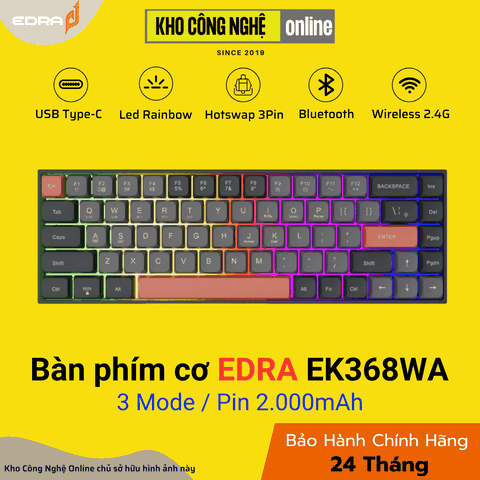 Bàn phím cơ không dây EDRA EK368WA