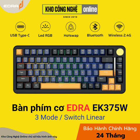 Bàn phím cơ chơi game EDRA EK375W Black