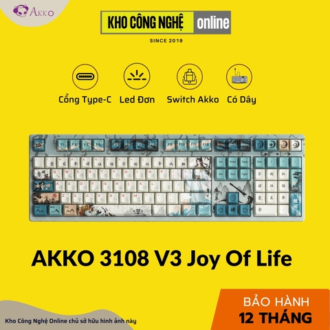 Bàn Phím Cơ AKKO 3108 V3 Joy of Life (1 Mode / Led Đơn / Không Hotswap / Sw v3 Cream Yellow Pro) - Hàng Chính Hãng