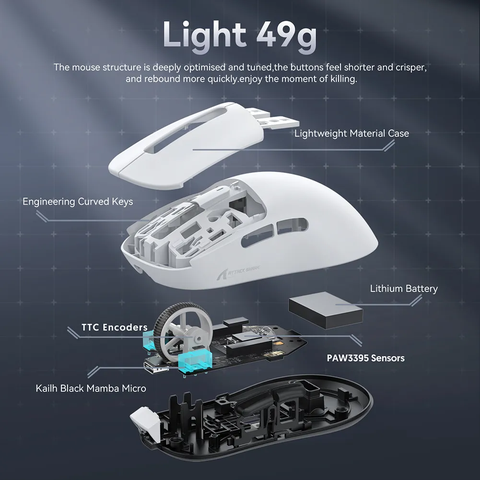 Chuột Attack Shark X3 Chip PAW339 có kết Nối 3 chế độ