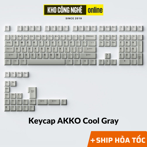 Bộ Keycap AKKO Warm Gray (PBT Double-Shot / Cherry profile / 132 nút) - Hàng Chính Hãng