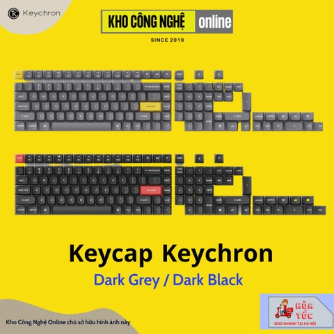 Keycap Keychron PBT Double Shot - OSA Profile (Dark Black / Dark Gray)