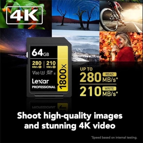 Thẻ nhớ Lexar SDXC Professional 1800x UHS-II U3 V60, 64GB / 128GB / 256GB