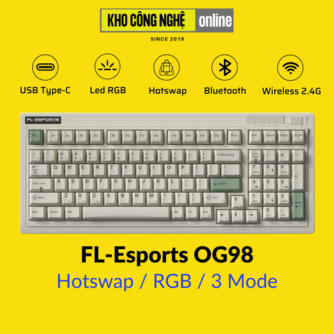 Bàn phím cơ FL-Esports OG98 3 Mode (Mạch Xuôi / Hotswap / Led RGB)