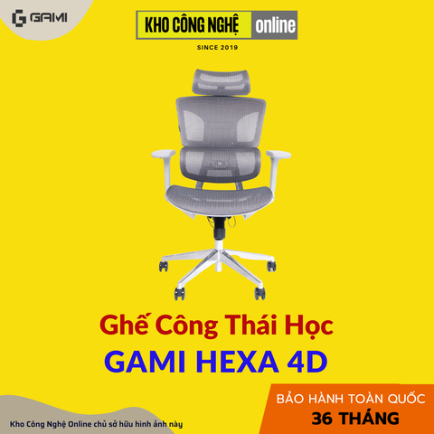 Ghế công thái học Gami Hexa 4D - Xám / Có Gác Chân