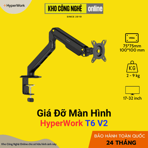 Giá treo / Arm màn hình HyperWork T6 V2 Đen