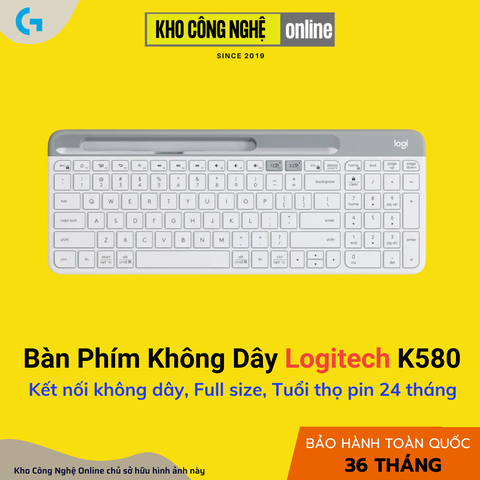 Bàn phím không dây Logitech K580 - Trắng